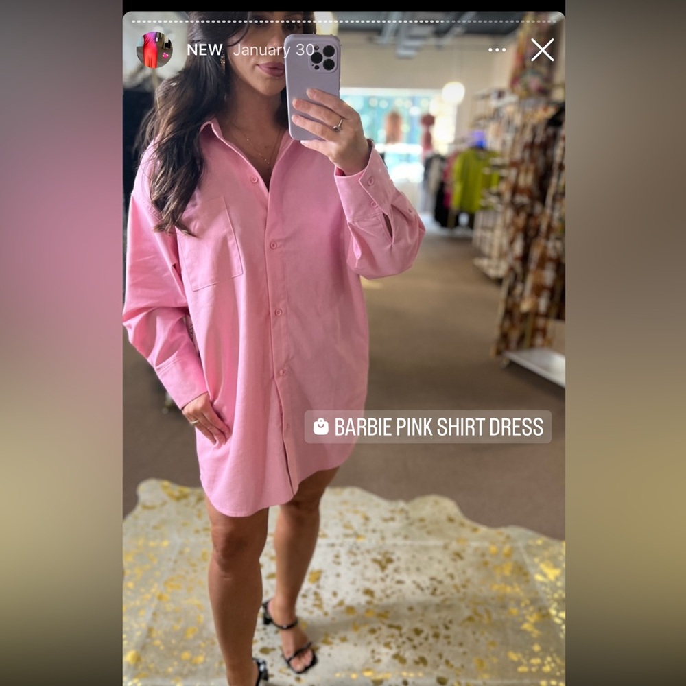Pink shirt dress W/ pockets!